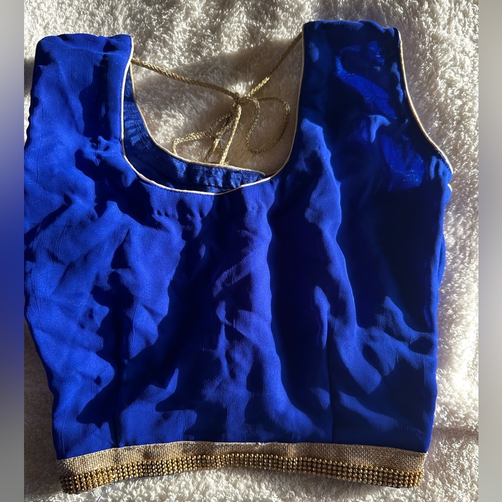 Royal blue pre pleated saree